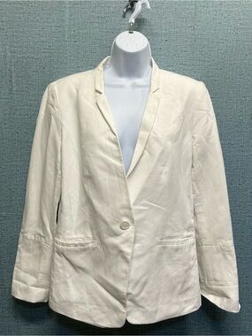 Ann Taylor Loft Linen Blend Lined Blazer Size 10